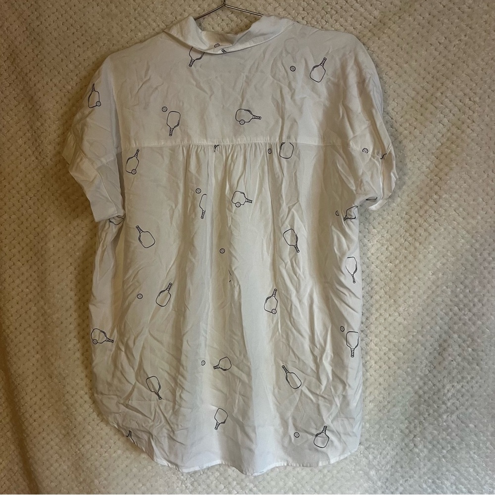 Jane and Delancey White Button Down Shirt Short Sleeves Collared Casual Large - Picture 4 of 6